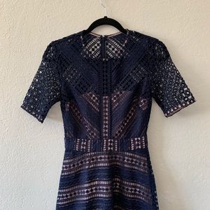 ASOS premium lace midi dress in navy